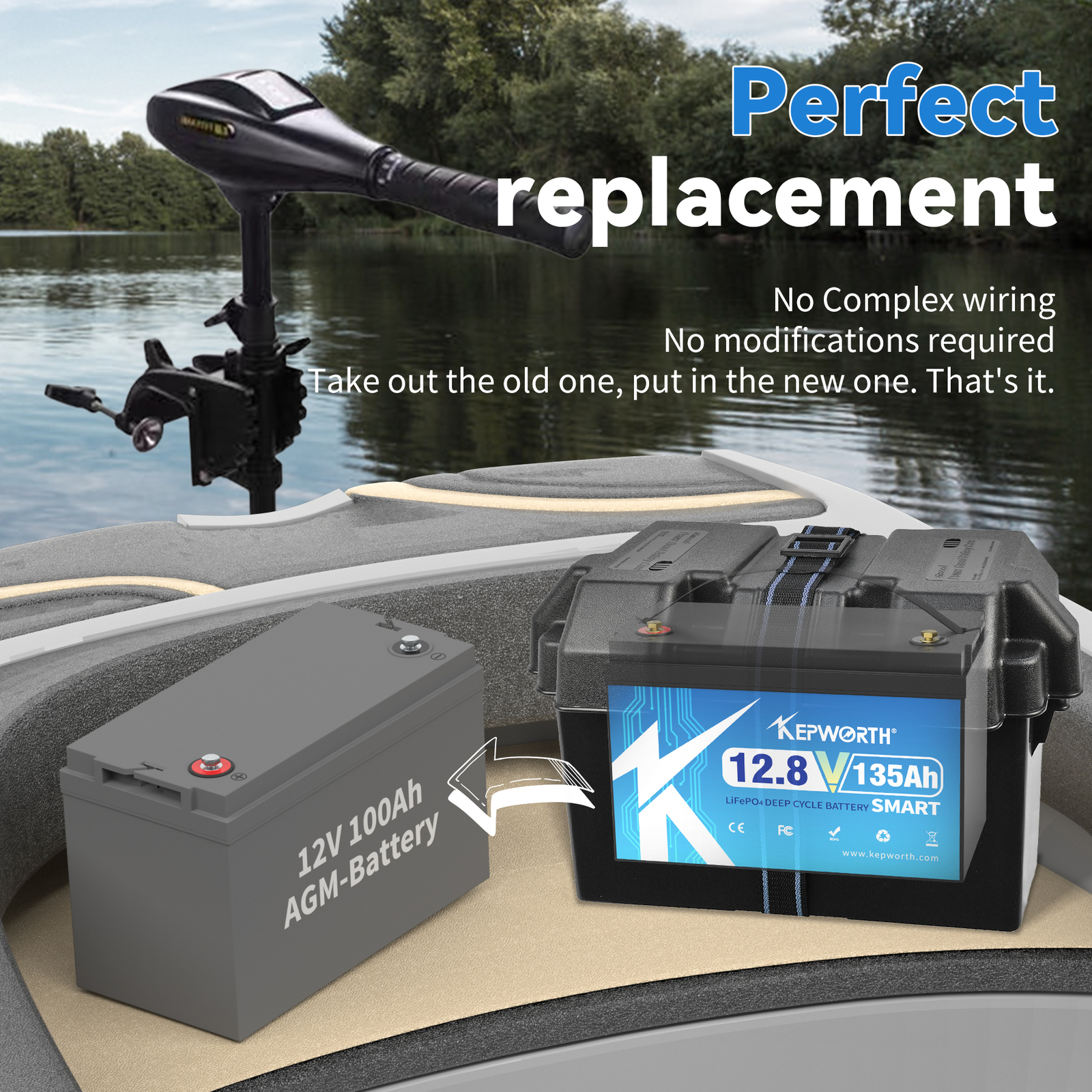 Bluetooth 12V 135Ah Lithium Battery 15000 Deep Cycle LiFePO4 BMS Boat Off-grid