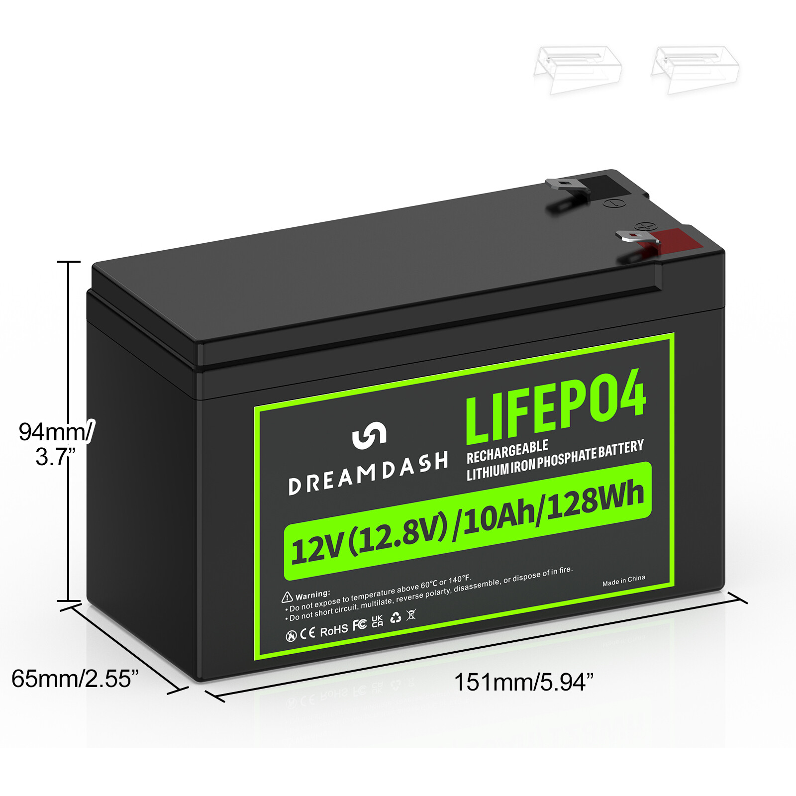 4/2X Lithium Battery 12V 10Ah LiFePO4 Battery 12V Deep Cycle BMS Rechargeable