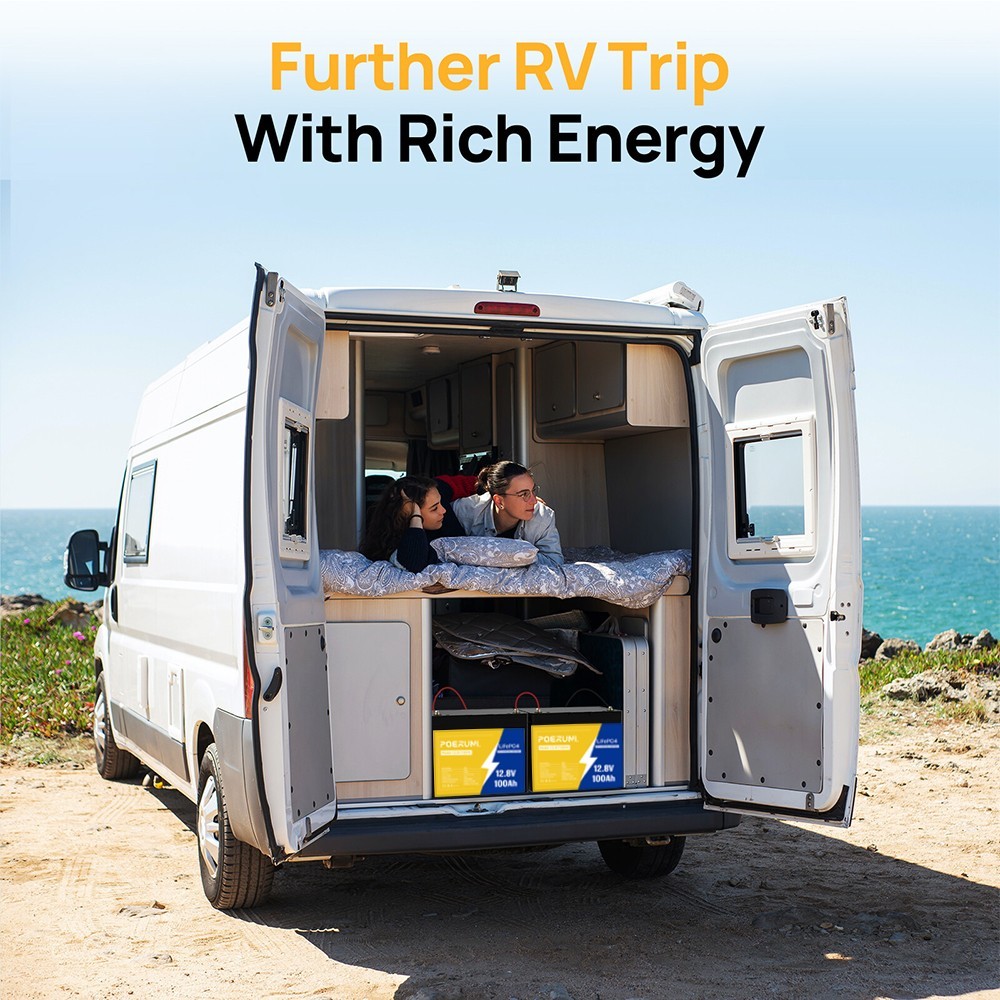 12.8V 100Ah LiFePO4 Battery 1280Wh 4000+Cycles Built-in 100A BMS For Off-Grid RV