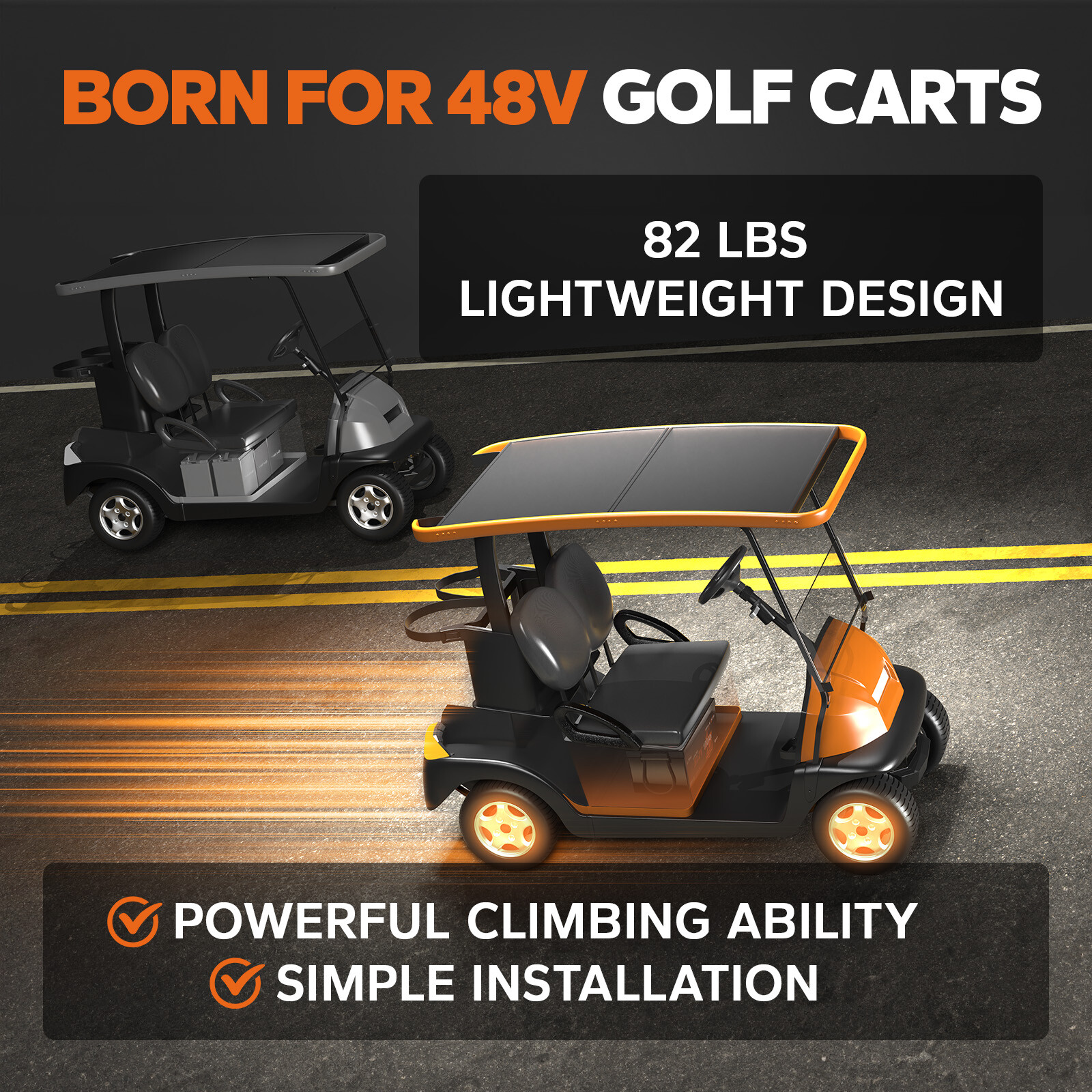 LiTime 48V 100Ah Bluetooth Golf Cart Lithium Battery Charger Monitor Fix Rod Set