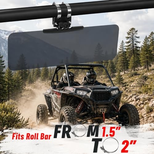 Golf Cart & UTV Sun Visor for 1.5″-2″ Roll Bars (15.7″x7.8″), Anti-Football