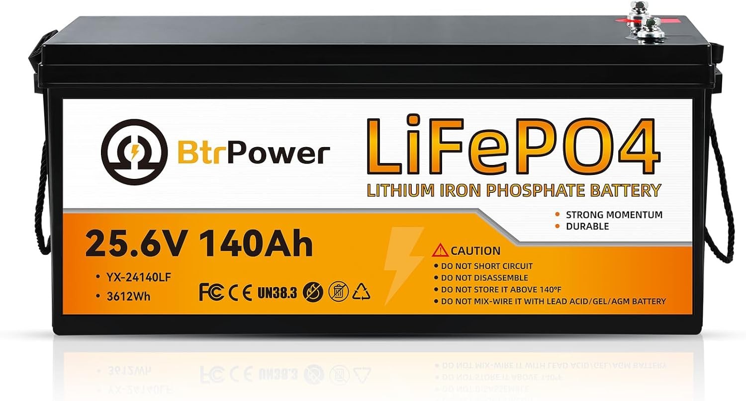 24V 140Ah LiFePO4 Lithium Battery Pack for RV Marine Solar Panel System 100A BMS