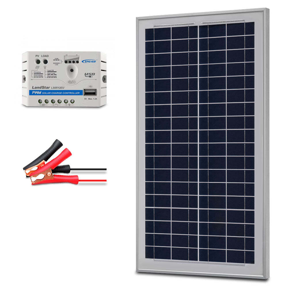 ACOPOWER 35W 12V 5A Controller Solar Charger Kit with Alligator Clips