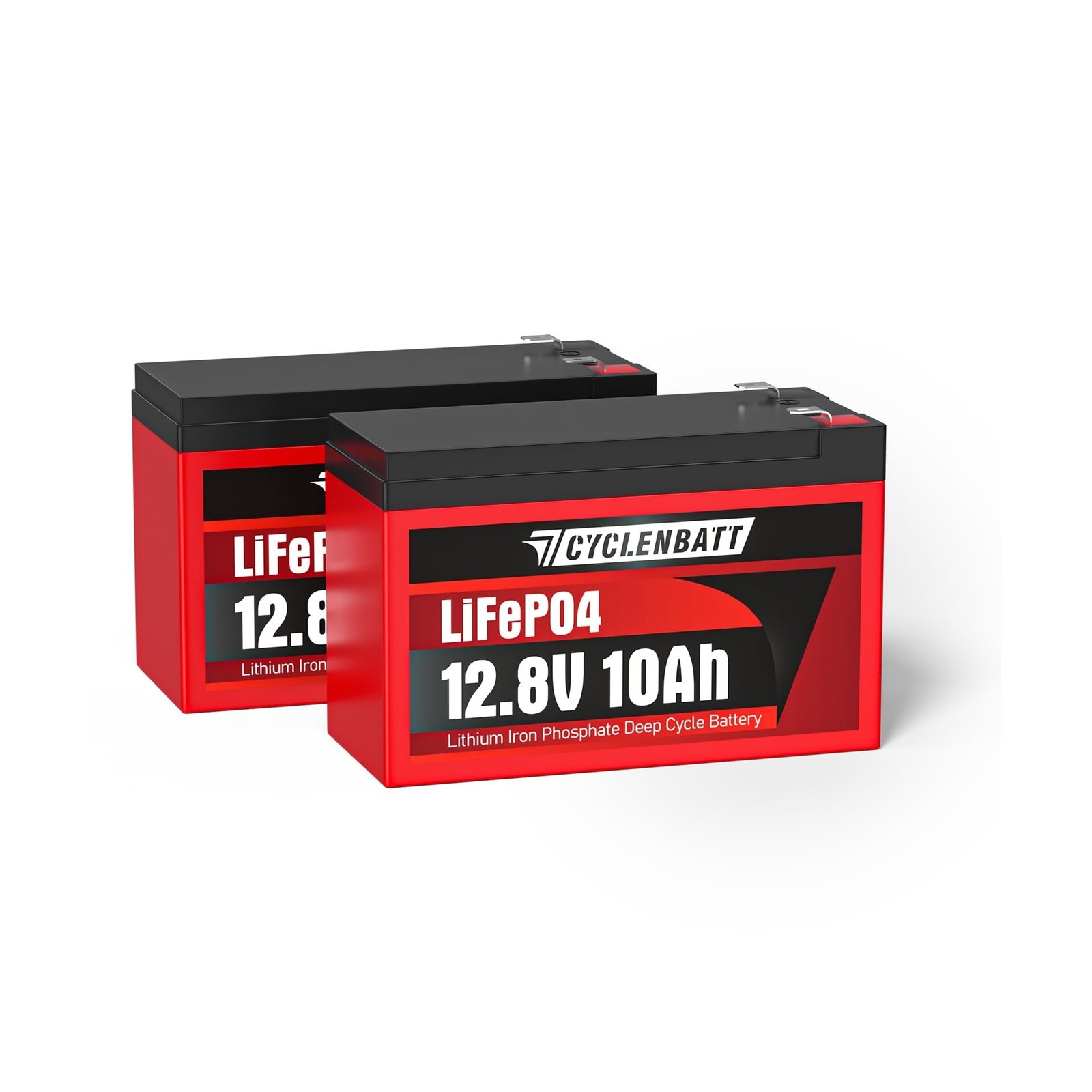 CYCLENBATT 2 Pack 12V 10Ah LiFePO4 Lithium Battery, 5000+ Deep Cycles & 10-Ye…