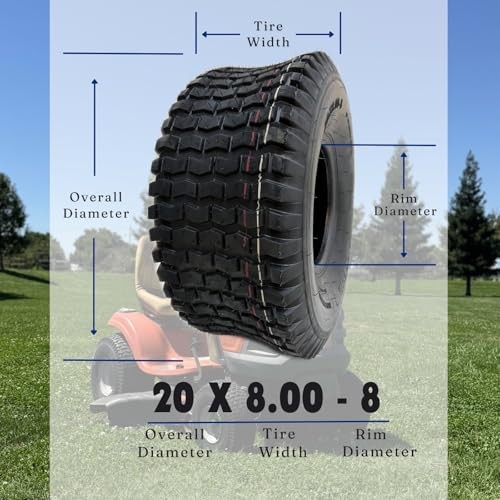 20×8.00-8 (2-Pack) Lawn Mower Turf Tires, V2 Tread Pattern, 4-Ply 20X8.00-8