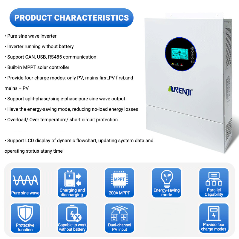 16KWh 314Ah 51.2V LiFePO4 Battery Storage+12KW Hybrid Solar Inverter 120V/240Vac