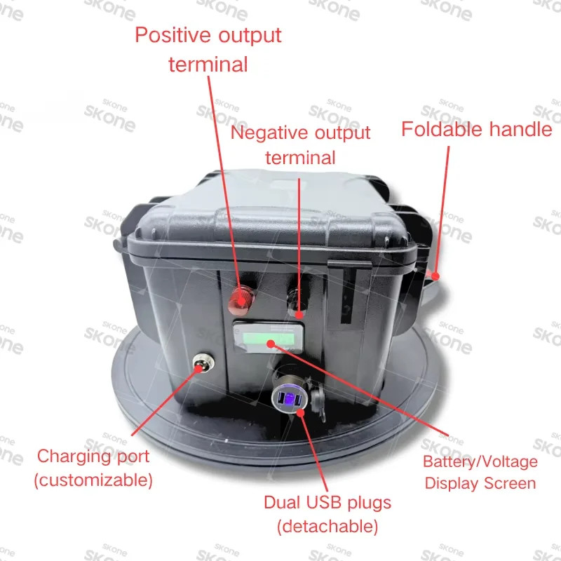 24V Waterproof IP67 Lithium Battery 50Ah-150Ah with BMS and Charger