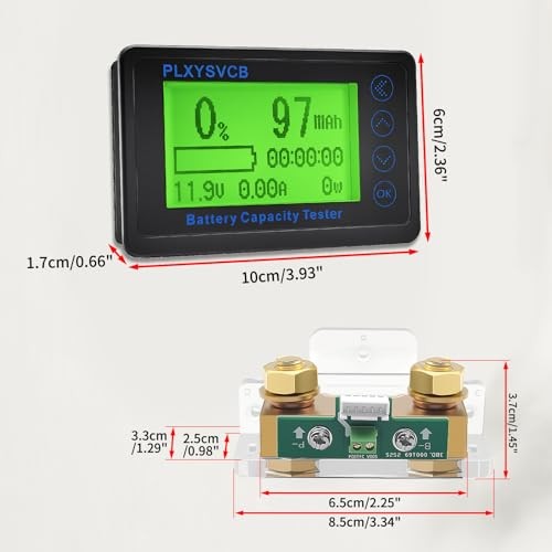500A Battery Monitor with Shunt, LCD Backlight Screen RV Monitor, High and Low