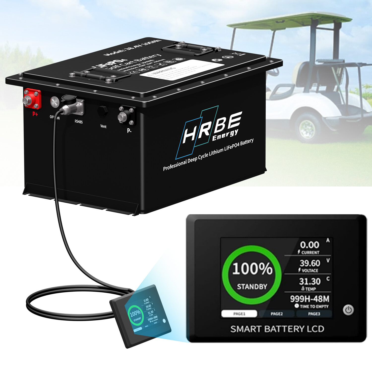 36V 100Ah Lithium Golf Cart Battery 200A BMS 15000+ Cycle LiFePO4 10 Year Life