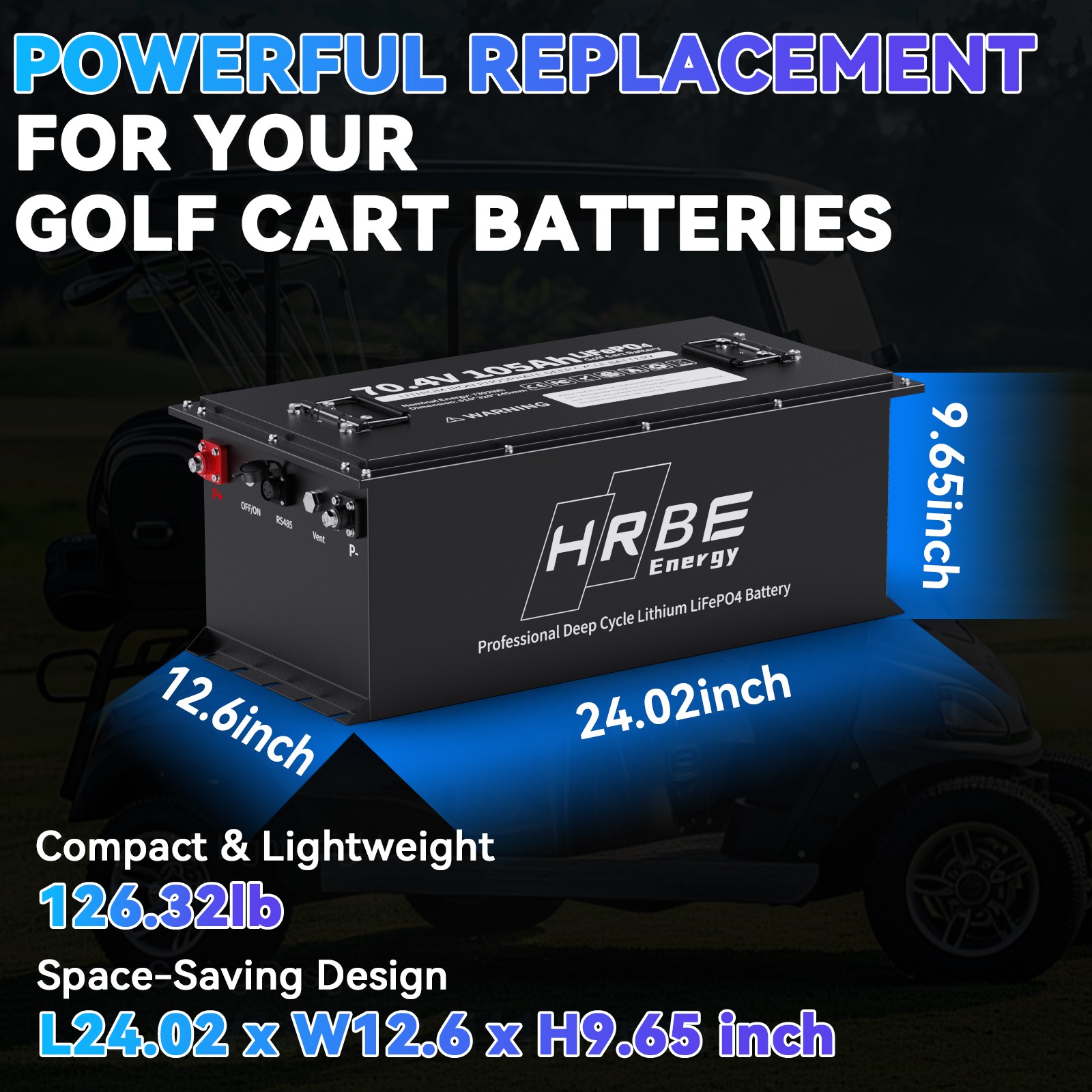 72V 105Ah Golf Cart Lithium LiFePO4 Battery & 18A Charger LCD Monitor Metal Case