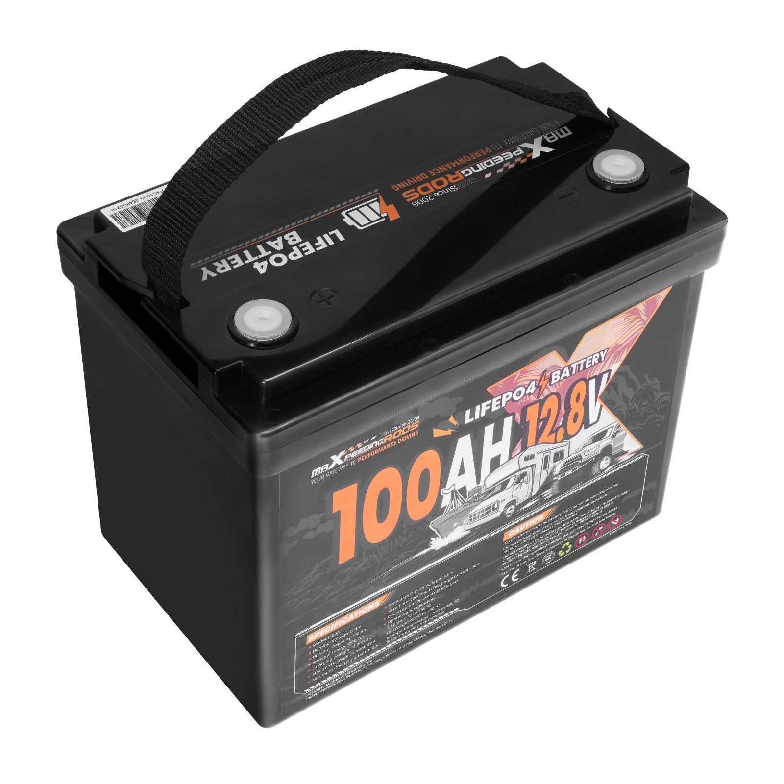 12V 100Ah Lithium LiFePO4 Battery for RV Boat Caravan,Marine Built-in BMS