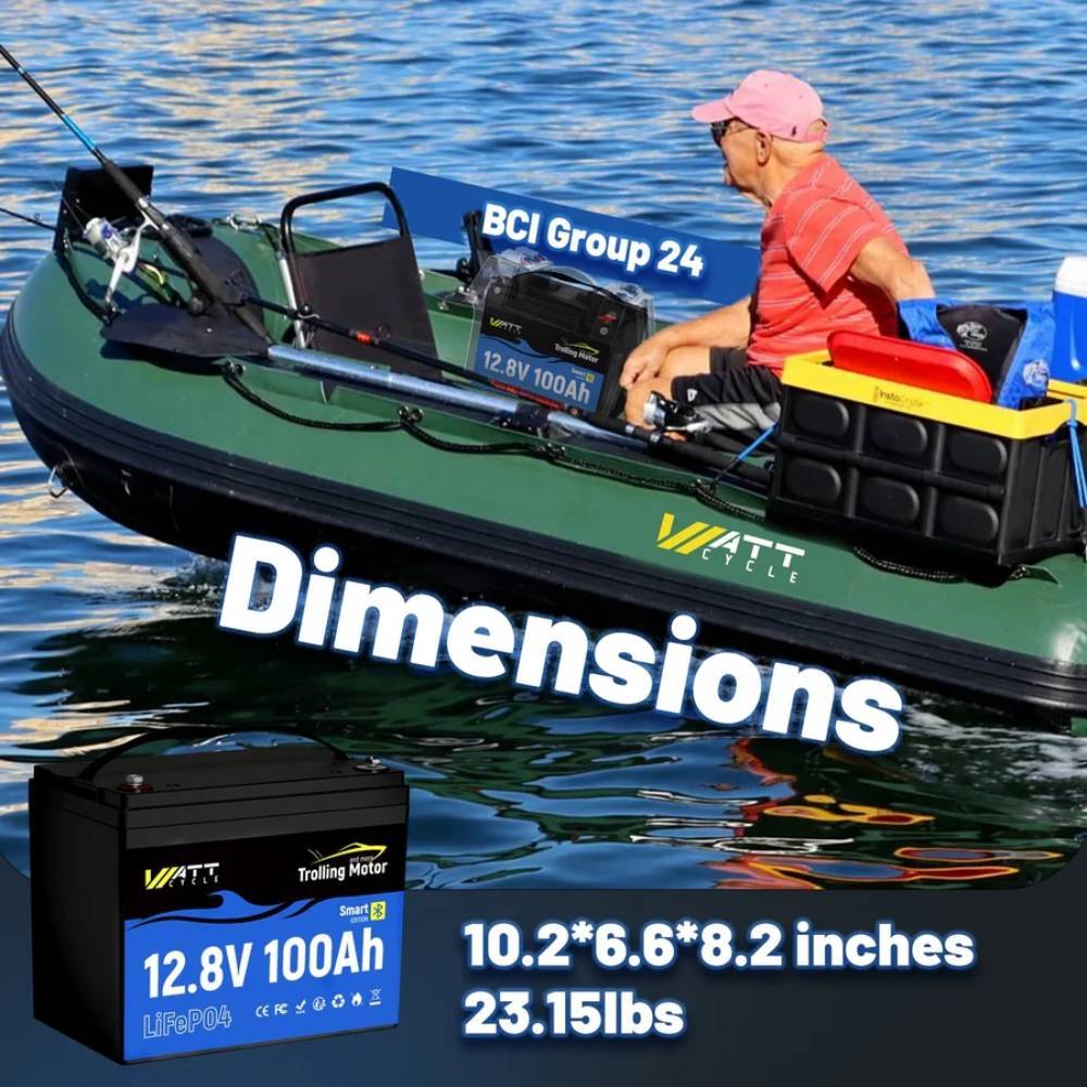‎Wattcycle 12V 100Ah 100A BMS Lithium Battery for RV Trolling Motor Boat Solar