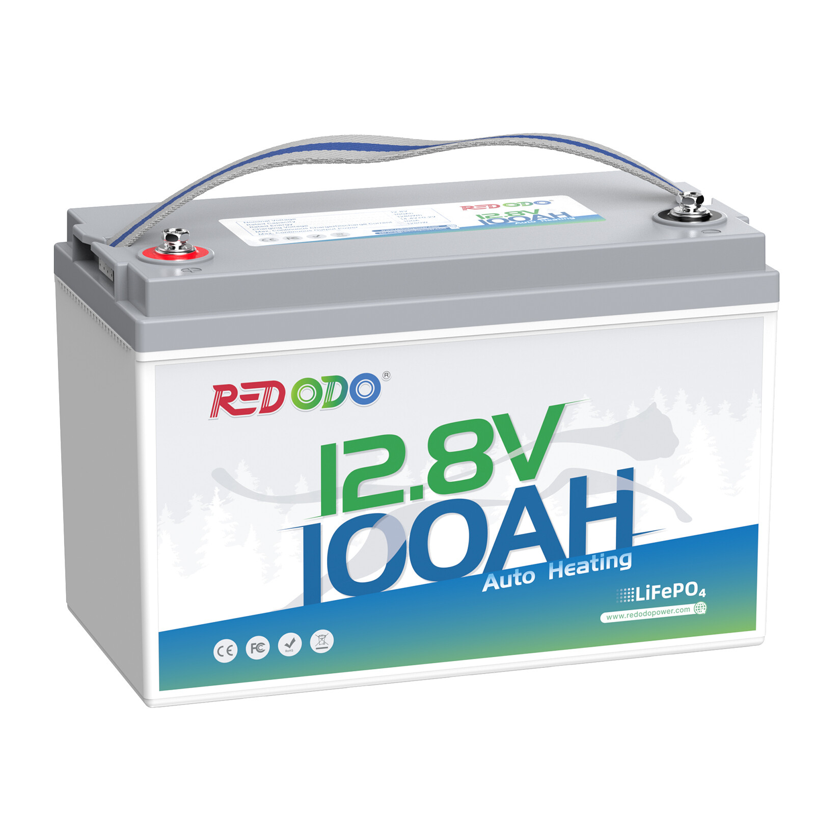 Redodo 12V 100Ah LiFePO4 Battery with 14.6V 20A Charger, Self-Heating, 100A BMS