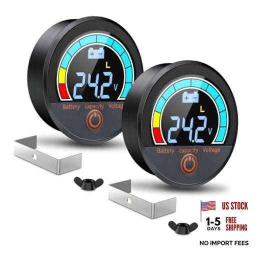 CS Battery Capacity Voltage Meter, 12V 24V 48V 60V 84V IP68 Waterproof LCD 2P