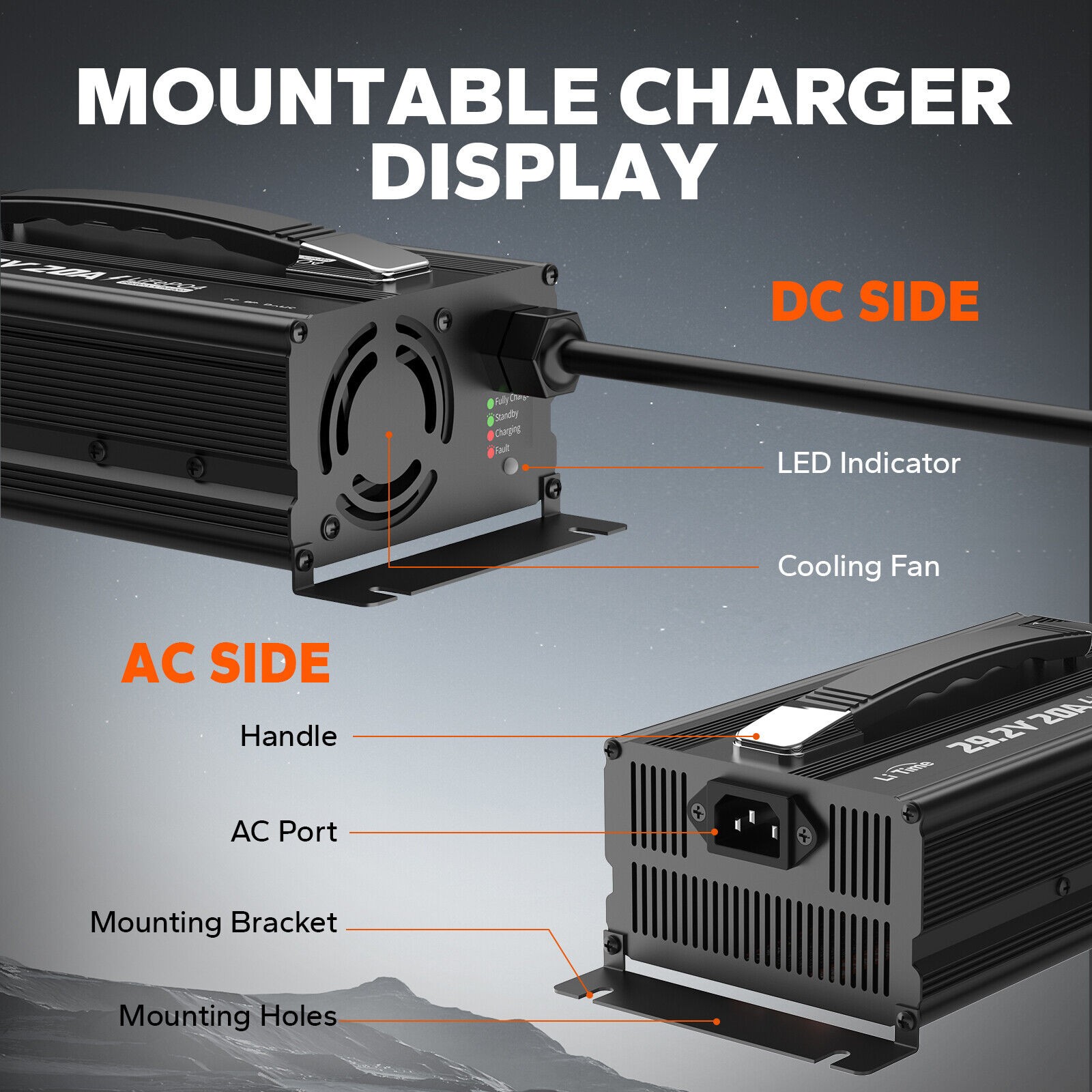 LiTime 24V 100Ah Bluetooth LiFePO4 Lithium Battery with 20A Charger For RV Boat