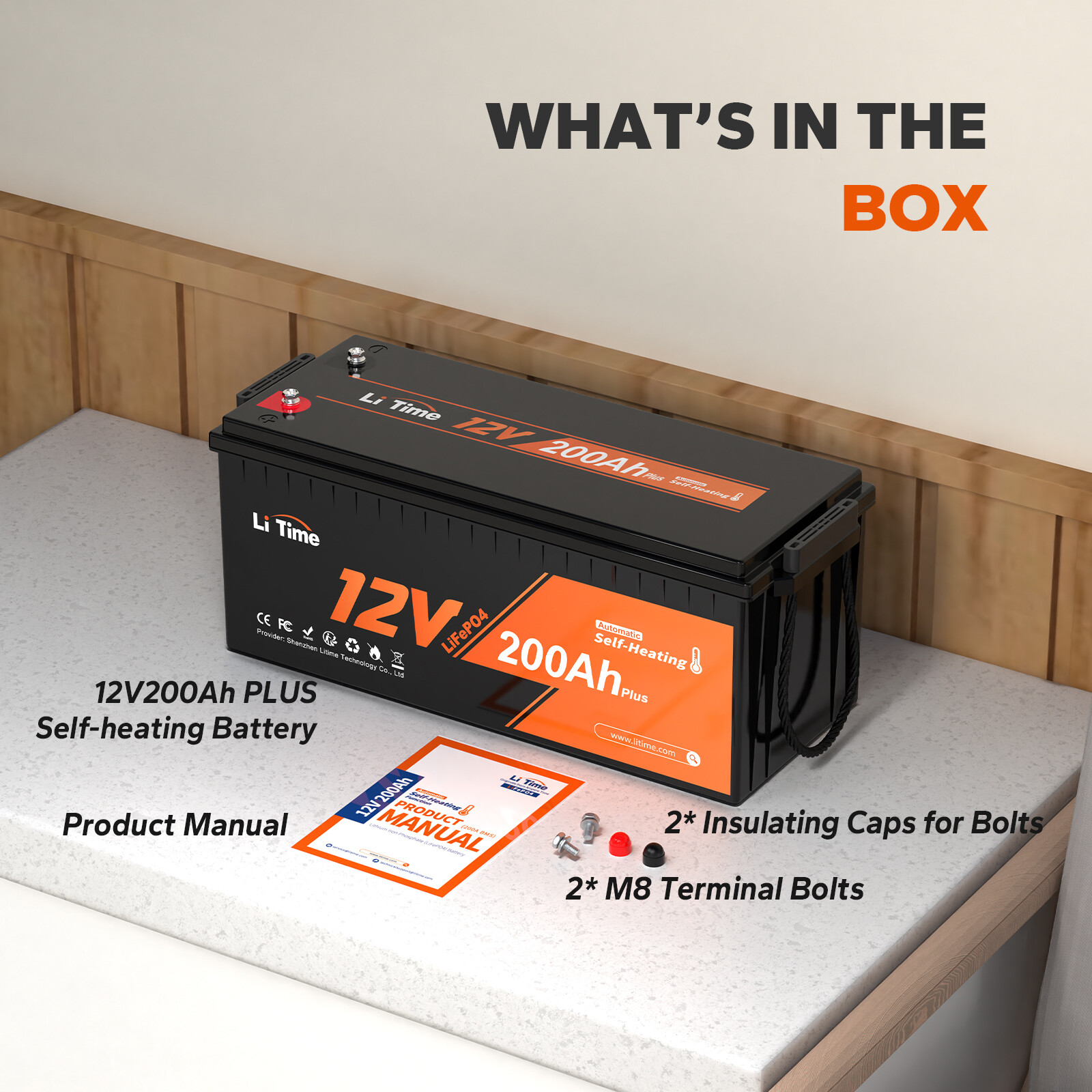 Litime 12V 200Ah Plus Heated Lithium Battery Self-Heating LiFePO4 Cold Weather