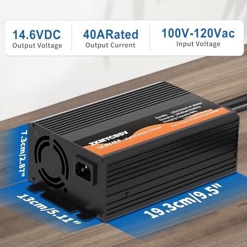 LifePO4 Battery Charger, 12V 40A Lithium Battery Charger for 12.8V 14.6V 40A