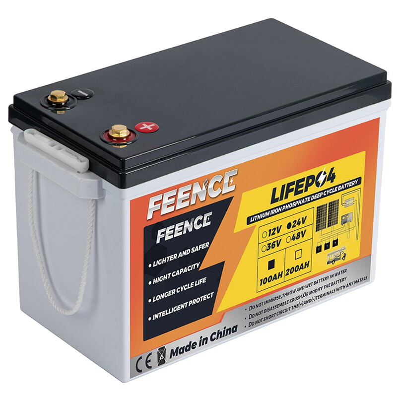 24V 100Ah LiFePO4 Lithium Battery 100A BMS 2560Wh for Off-grid Solar Marine RV