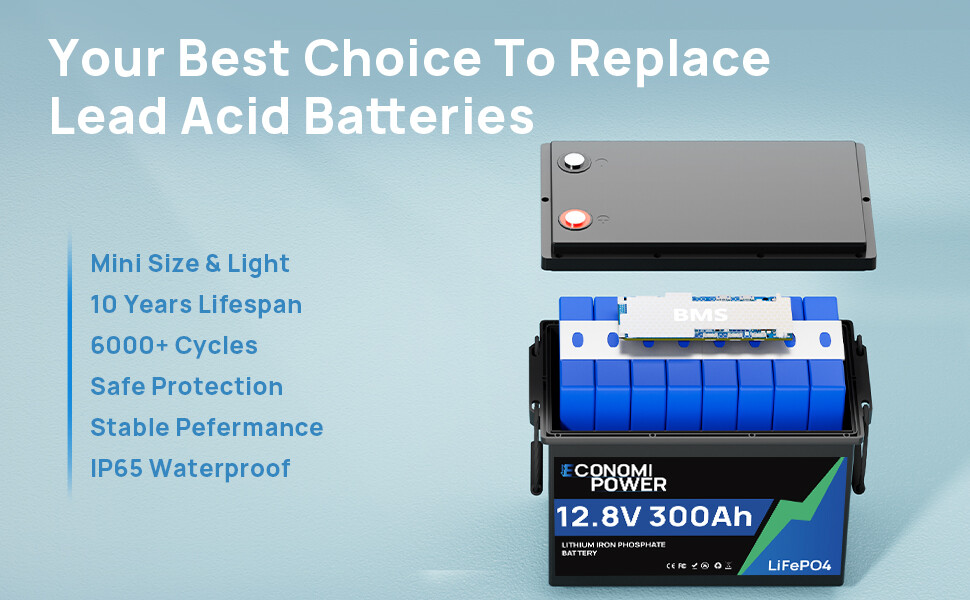 12V 300Ah Lithium Battery 15000+ Deep Cycle LiFePO4 BMS RV Solar Marine Off-Grid
