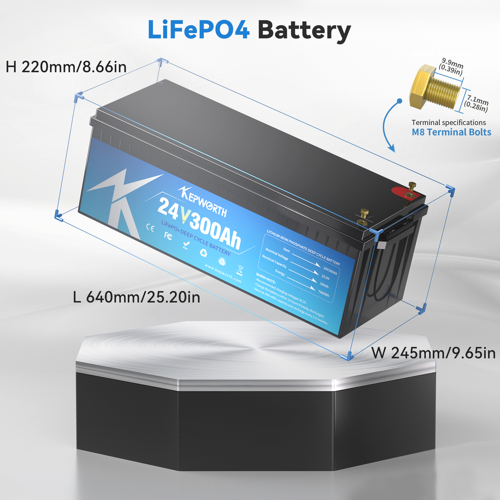 LiFePO4 24V 300Ah Lithium Battery 7.68Kw BMS Off Grid 20000+ Deep Cycle RV Solar