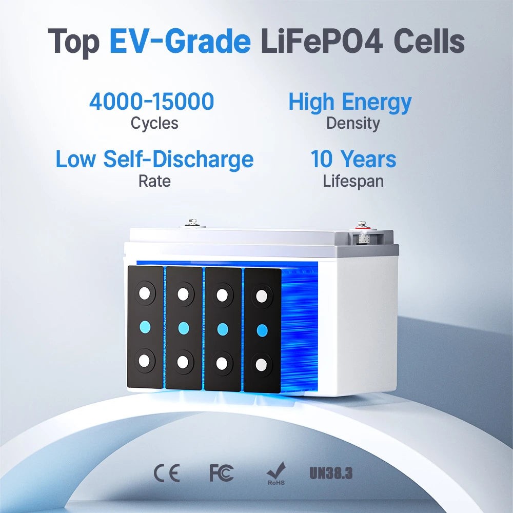 Redodo 12V 300Ah LiFePO4 Battery Built-in 200A BMS for RV Solar Trolling Motor