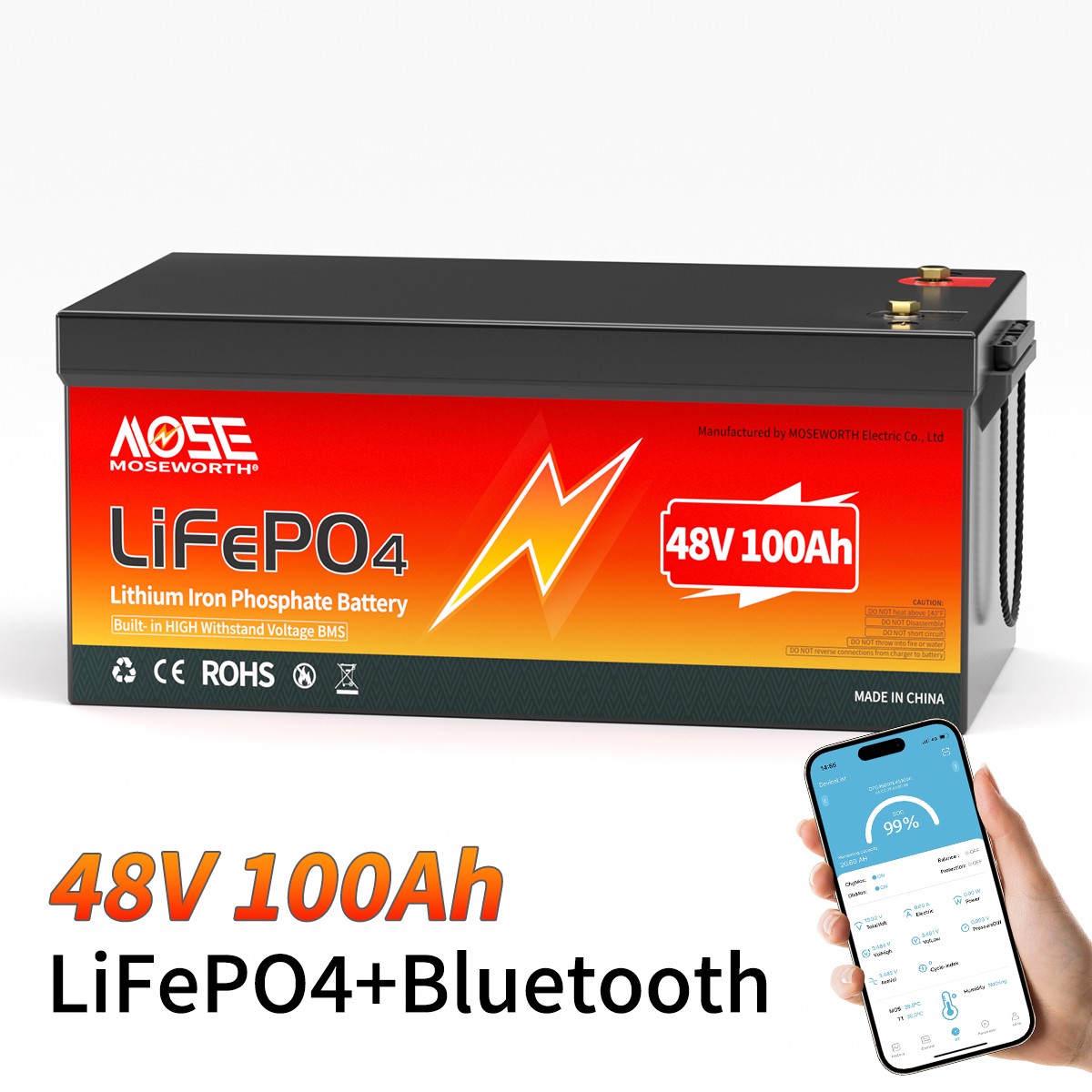 48V 100Ah LiFePO4 Lithium Battery 15000+ Deep Cycle 200A BMS Golf Cart RV Solar