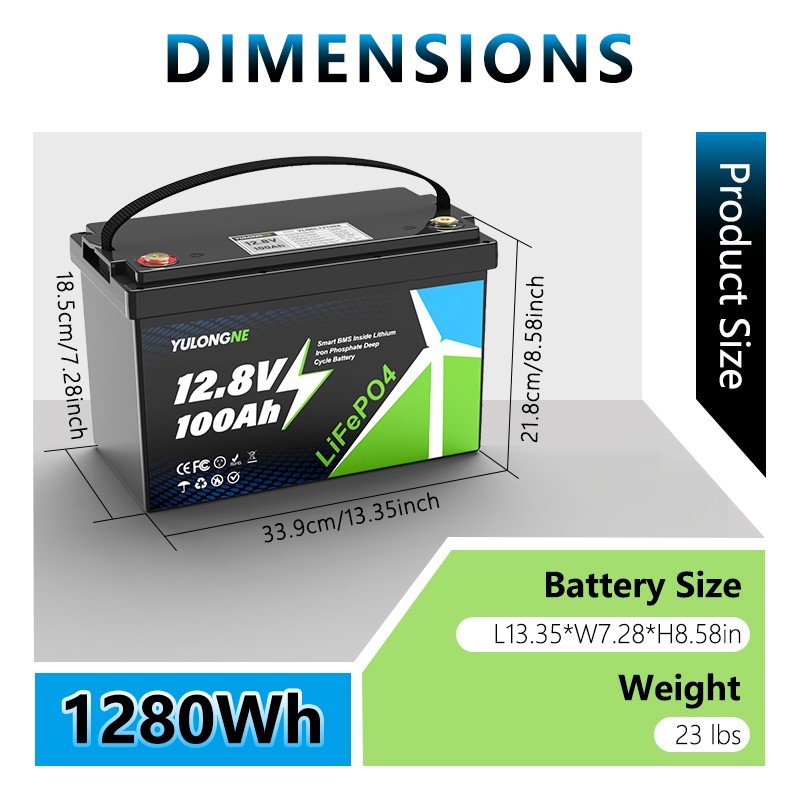 YULONGNE 12V 100 Smart Low Temp LFP Lithium Battery For RV Off grid Solar Marine