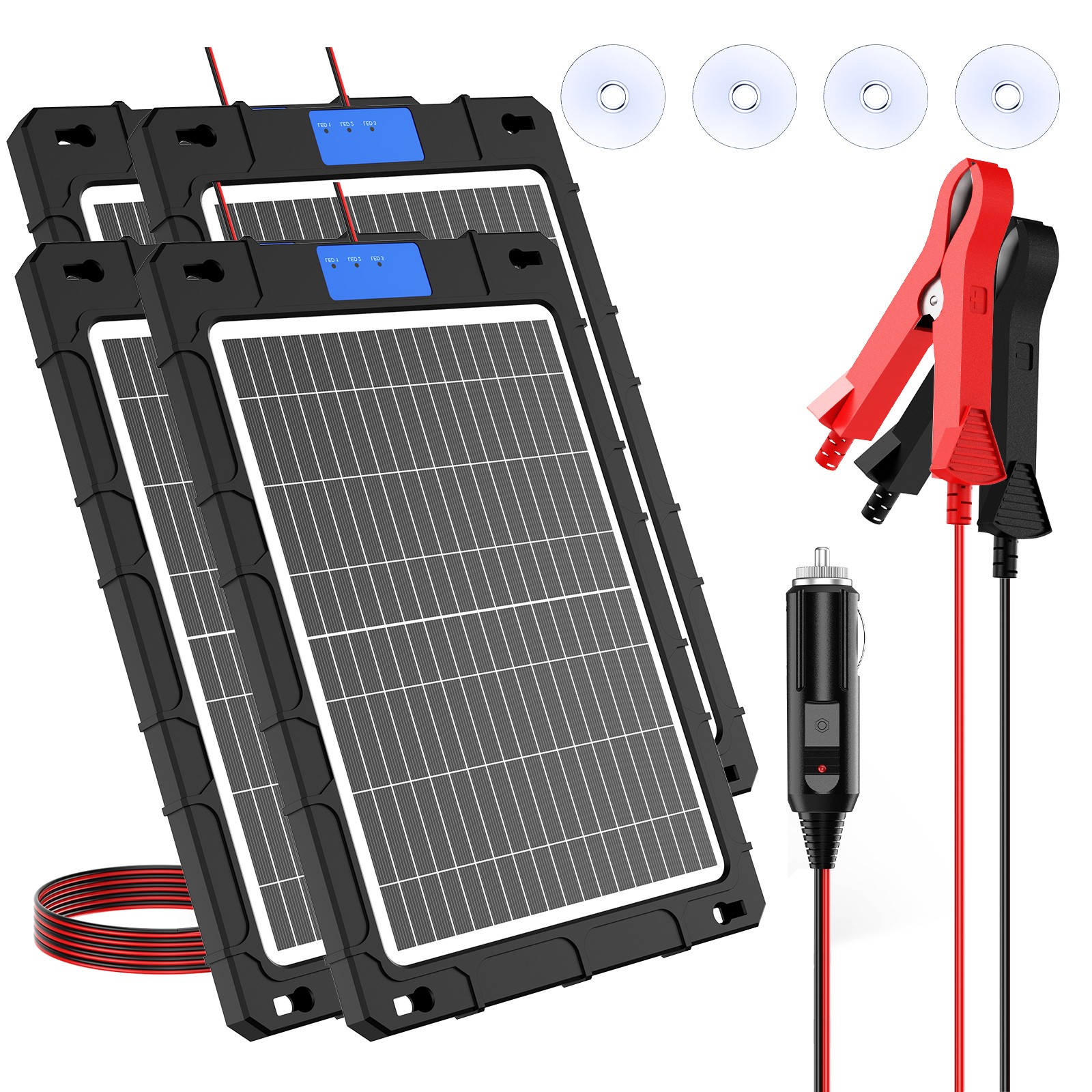 Solar Panel 12V 12W*4 Trickle Charger Battery Charger Maintainer for Car RV New