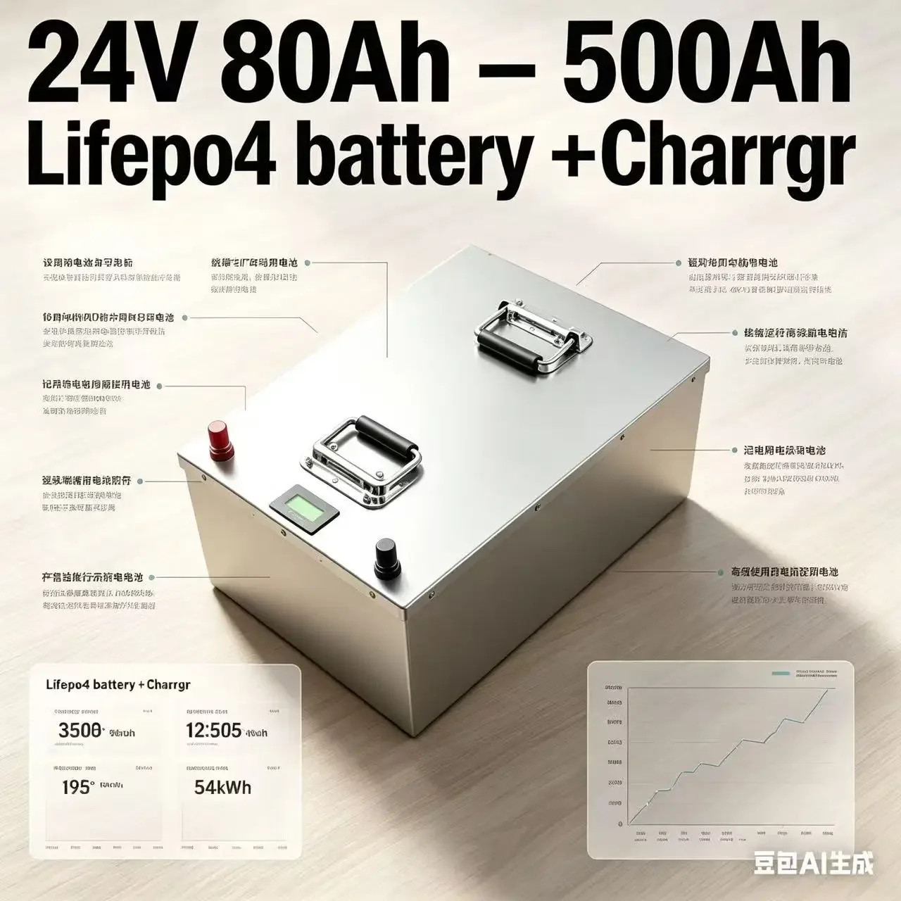 24V LiFePO4 Battery 80Ah–500Ah High Capacity | Built-in Stable BMS | Deep Cycle