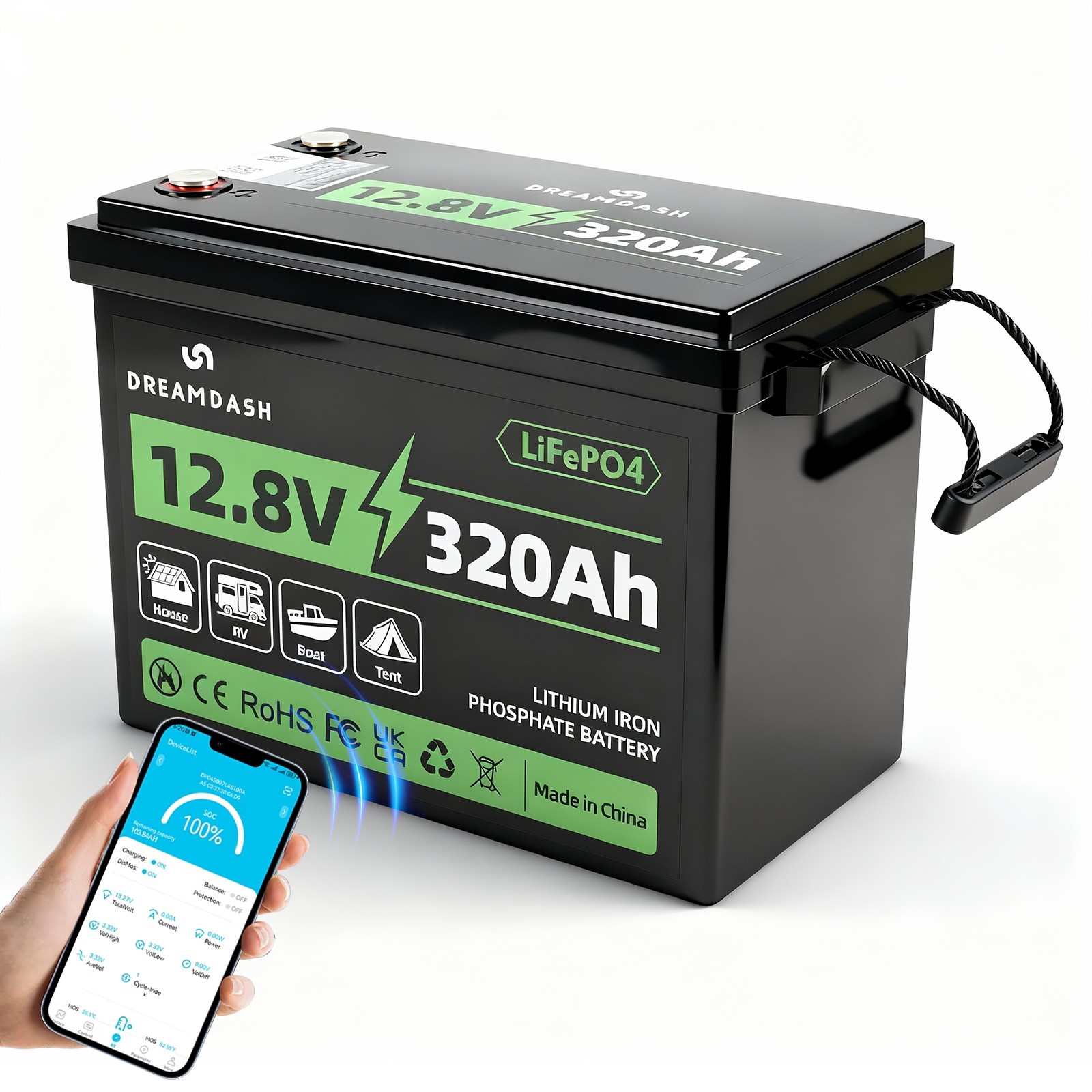 12V 320Ah Lithium LiFePO4 Battery 10 Year warranty Deep Cycle for Rvs Golf cart