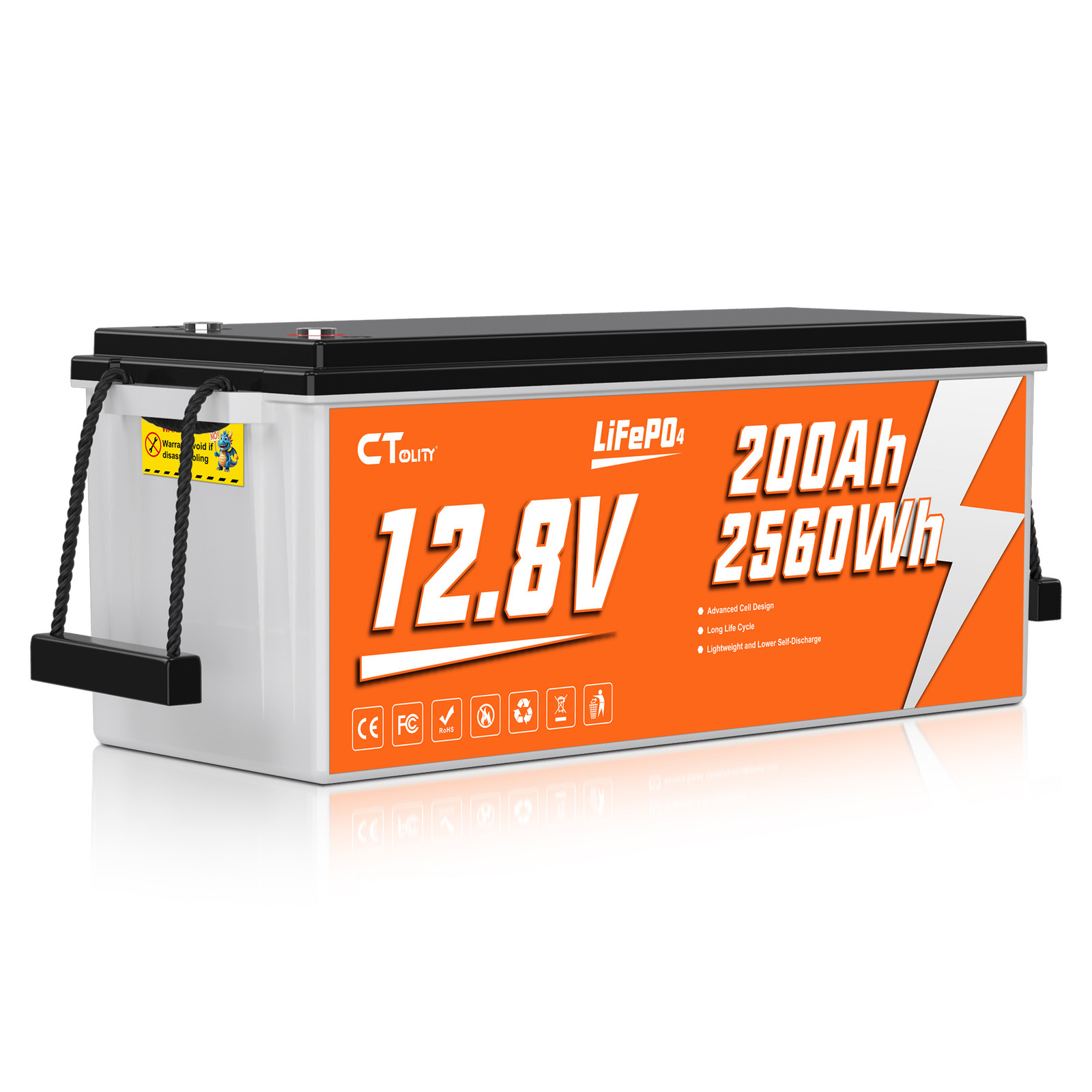 1/2/3/4 pack Ctolity 12.8V 200Ah LiFePO4 Lithium Battery, 2560Wh Energy
