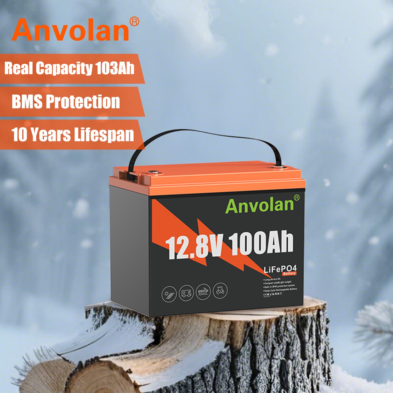 12V 100Ah 200Ah LiFePO4 Lithium Battery Pack BMS Deep Cycle for RV Marine Solar
