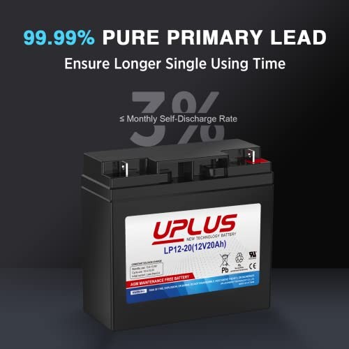 UPLUS LP12-20 12V 20Ah AGM Battery, Rechargeable SLA Deep LP12-20 (12V 20Ah)