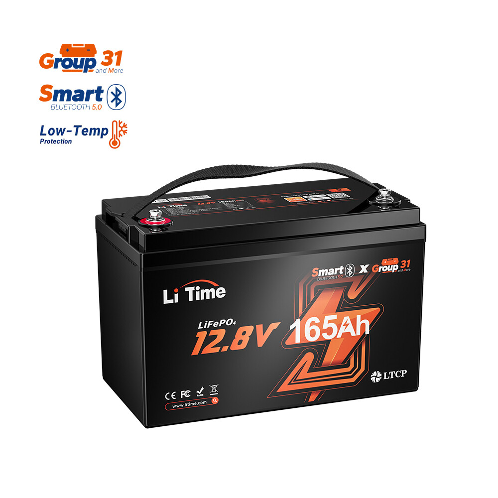 LiTime 12V 165Ah Bluetooth LiFePO4 Lithium Battery Deep Cycle For RV Boat Solar