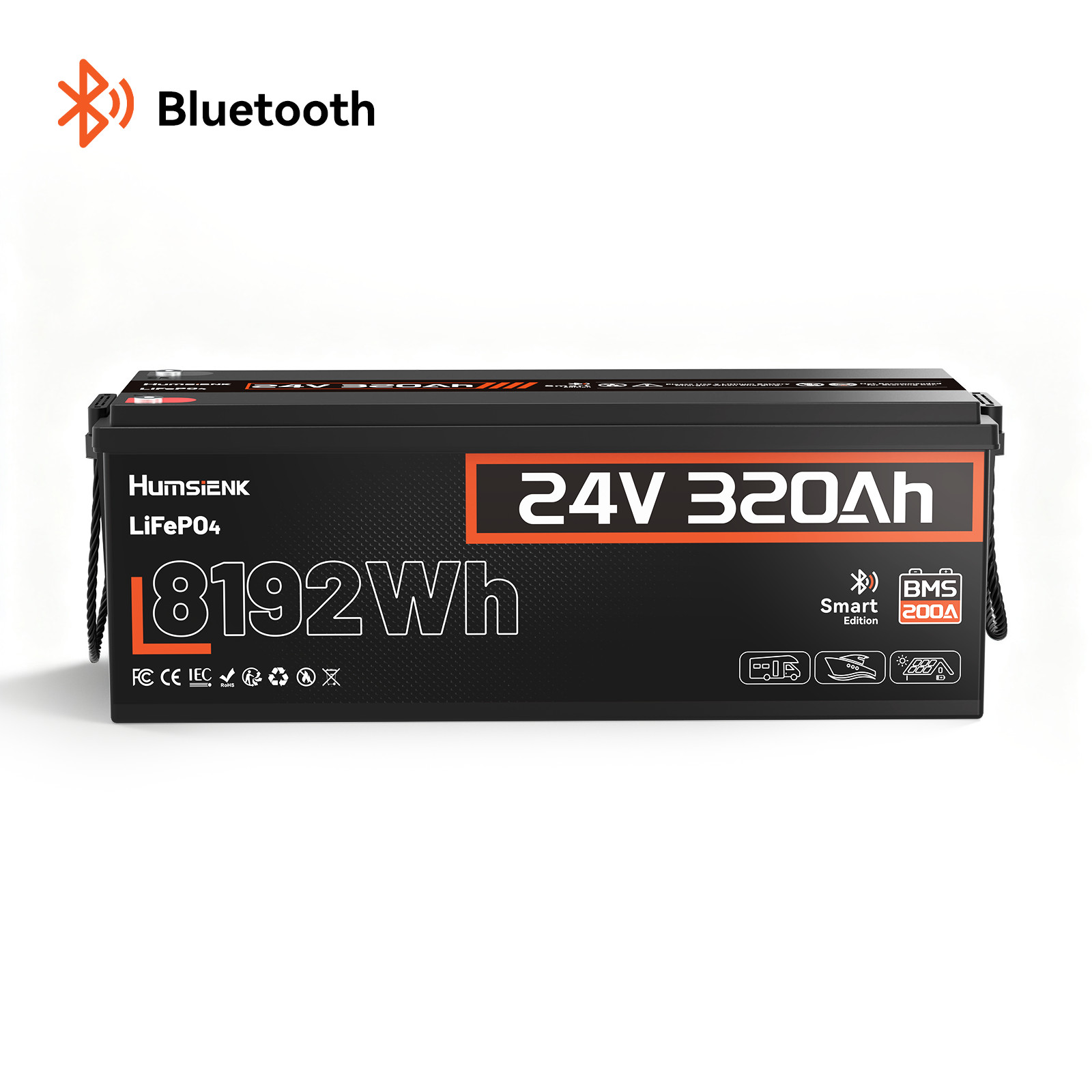 24V 300Ah 320Ah LiFePO4 Lithium Battery Deep Cycles Battery Bluetooth RVs Solar