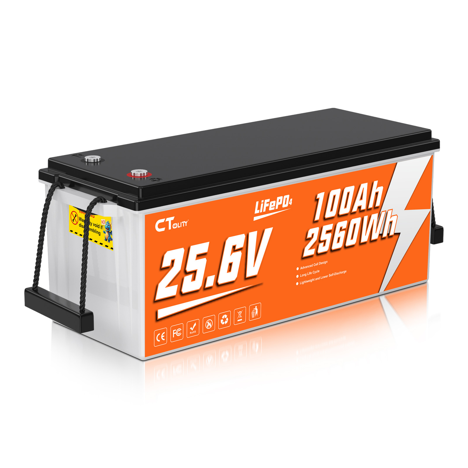 1/2/3/4 pack Ctolity 24V 100Ah LiFePO4 Battery Pack, High Capacity